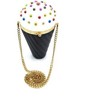 Ice cream shaped handbag Unique shape women Crossbody bags BLACK AND WHITE